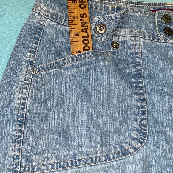 GLORIA VANDERBILT denim blue peddle pushers cargo style snap pockets size 12 - Picture 8 of 15